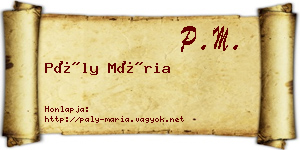 Pály Mária névjegykártya