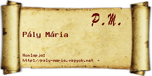 Pály Mária névjegykártya